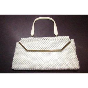 Whiting and Davis Vintage Cream Enamel Mesh Chainmaille and Lucite Handle
